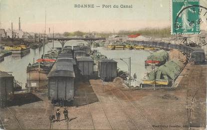 .CPA  FRANCE 42 " Roanne, Port du canal"