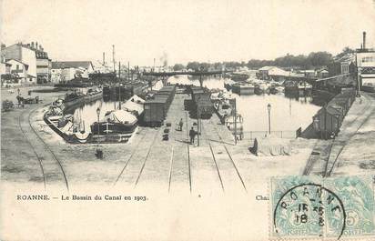 .CPA  FRANCE 42 " Roanne, Le Bassin du canal en 1903"