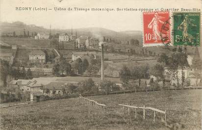 .CPA  FRANCE 42 " Régny, Usine de tissage mécanique  et quartier beau site"