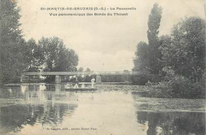 .CPA  FRANCE 79  "  St Martin de Sauzais, La passerelle, vue panoramique du Thouet"