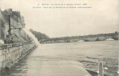 . CPA  FRANCE 41 " Blois, La crue de la Loire en 1907, le pont, quai de la Saussaye "
