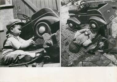  PHOTO ORIGINALE /  THEME "le petit mécanicien, la modern baby va être exposé au salon de l'Automobile"