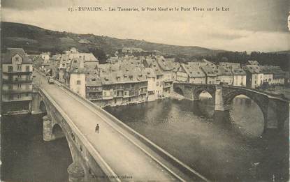 . CPA  FRANCE 12 "Espalion, Les tanneries, le pont neuf et le pont vieux sur le Lot"