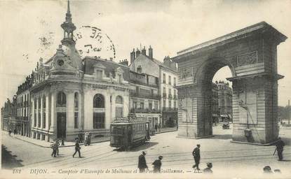 .CPA  FRANCE 21 "Dijon, Comptoir d'escompte de Mulhouse et la Porte Guillaume"/TRAM