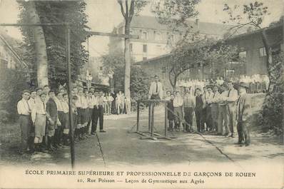 . CPA  FRANCE  76 " Rouen, Ecole primaire supérieure et professionnelle de garçons, leçon de gymnastique aux agrès "