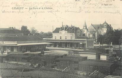 .CPA  FRANCE 71 "Chagny, La gare et le château"
