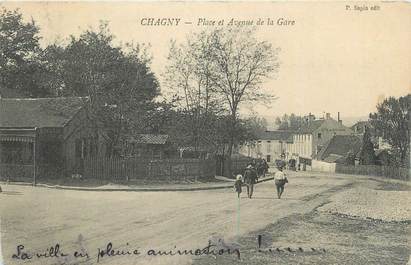 .CPA  FRANCE 71 "Chagny,  Place et avenue de la gare"