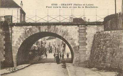 .CPA  FRANCE 71 "Chagny,  Pont vers la gare et rue de la Bouthière"