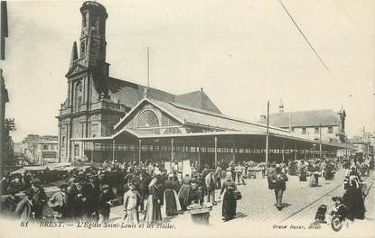 .CPA  FRANCE 29 "Brest, L'église St Louis et les halles"