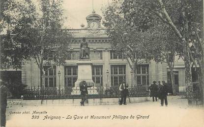 .CPA  FRANCE 84 " Avignon, La gare et Monument Philippe de Girard"