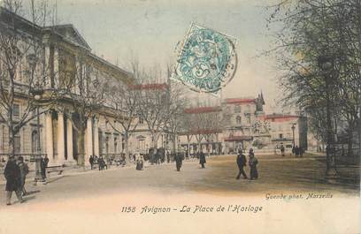 .CPA  FRANCE 84 " Avignon,  La place de l'horloge"