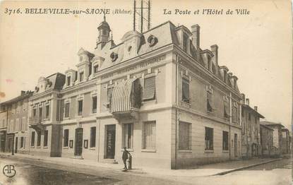. CPA  FRANCE 69 "Belleville sur Saone,  La Poste et l'Hôtel de Ville"