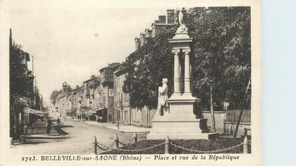 . CPA  FRANCE 69 "Belleville sur Saône, Place et rue de la République"