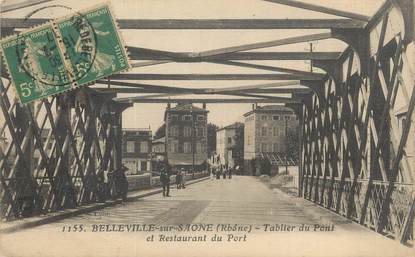 . CPA  FRANCE 69 "Belleville sur Saône, Tablier du pont et restaurant du port"