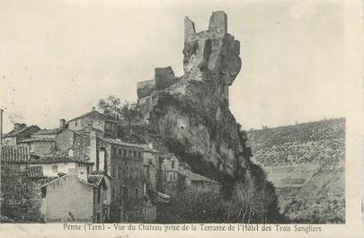 CPA FRANCE 81 "Penne, Vue du château prise de la terrasse de l'Hôtel des trois sangliers".