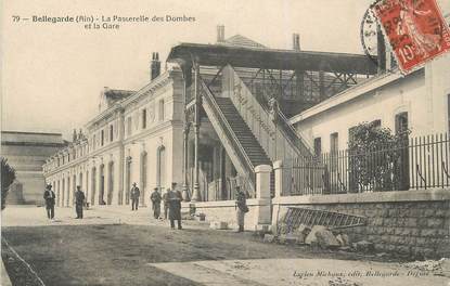 CPA FRANCE 01 " Bellegarde, La passerelle des Dombes et la gare".