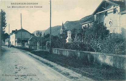 CPA FRANCE 01 "Brégnier Cordon, Le monument et les écoles" .