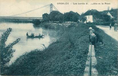 CPA FRANCE 01 "Groslée, Les bords du Rhône et le pont".