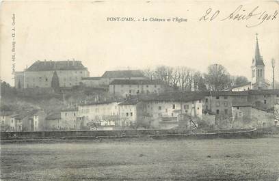 CPA FRANCE 01 " Pont d'Ain, Le château et l'église".