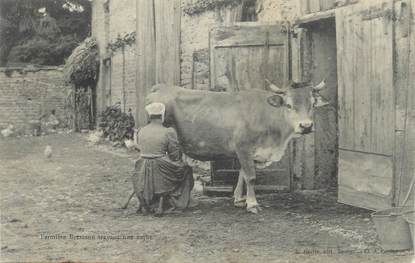 CPA FRANCE 01 " Fermière Bressanne trayant une vache" / FOLKLORE.