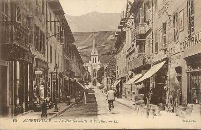 CPA FRANCE 73 "Albertville, Rue Gambetta et église"