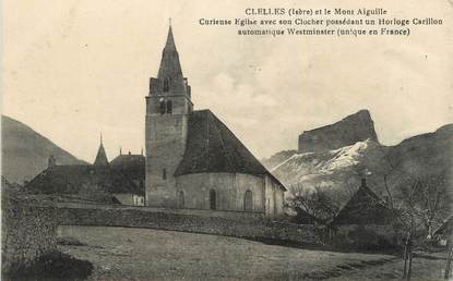 CPA FRANCE 38 "Clelles , L'église et le mont Aiguille".