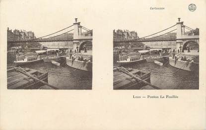 CPA FRANCE 69 "Lyon, Ponton La Feuillée". / CARTE STEREO