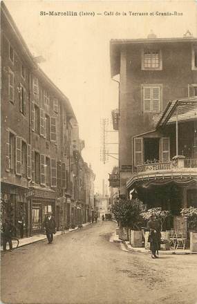 CPA FRANCE 38 "St Marcellin, Café de la terrasse et grande rue".