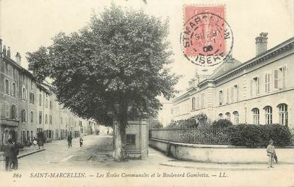 CPA FRANCE 38 "St Marcellin, Les écoles communales et le boulevard Gambetta".