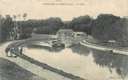 CPA FRANCE 45 "Chatillon sur Loire, Le canal". / PENICHE