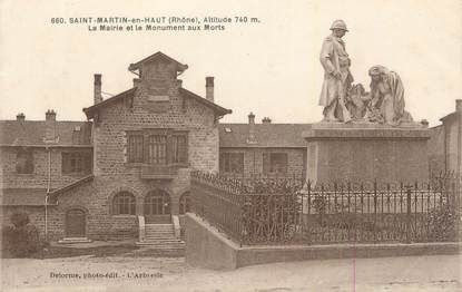 CPA FRANCE 69 "St Martin En Haut, La Mairie et le monument aux morts".