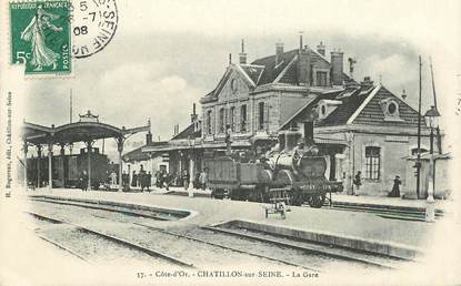 CPA FRANCE 21 " Chatillon sur Seine, la Gare" / TRAIN