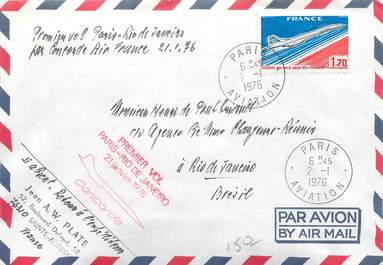 LETTRE 1 ER VOL DU CONCORDE "Paris / Rio de Janeiro, 21 janvier 1976"