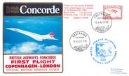 1 Er Vol LETTRE 1 ER VOL DU CONCORDE "Copenhague / Londres, 18 septembre 1982, Commandant de Bord: J. HIRST"