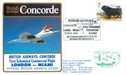 1 Er Vol LETTRE 1 ER VOL DU CONCORDE "Londres / Miami, 27 mars 1984, commandant de Bord: O. WALPOLE"