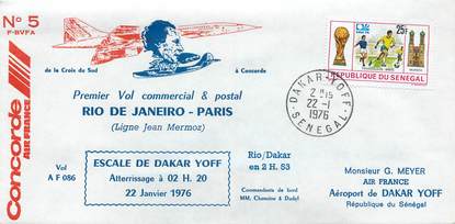 LETTRE 1 ER VOL DU CONCORDE "Rio de Janeiro / Paris, 22 janvier 1976"