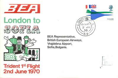 LETTRE 1 ER VOL DU CONCORDE "Londres / Sofia, 2 juin 1970"