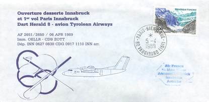 LETTRE 1 ER VOL FRANCE "Paris / Innsbruck, 6 avril 1989"