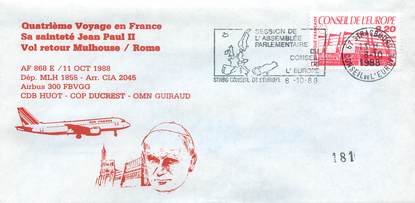 LETTRE 1 ER VOL FRANCE "Mulhouse / Rome, 11 octobre 1988"