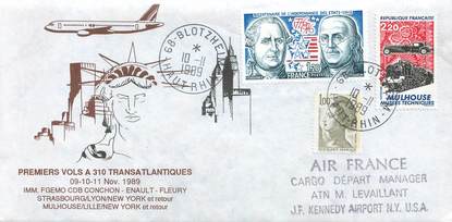 LETTRE 1 ER VOL FRANCE "Strasbourg / New York"