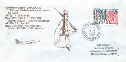 LETTRE 1 ER VOL / FRANCE "Paris / Salonique, 28 mars 1988"