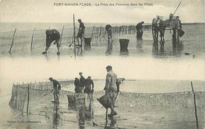 CPA FRANCE 80 "Fort Mahon Plage, La prise des poissons".