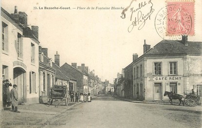 CPA FRANCE 28 "La Bazoche Gouet, Place de la Fontaine Blanche, Café Rémy"