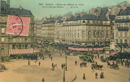 CPA FRANCE 75001 "Paris, Place de l'Hotel de Ville et la rue de Rivoli"