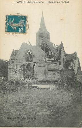 CPA FRANCE 80 "Faverolles, Ruines de l'église".