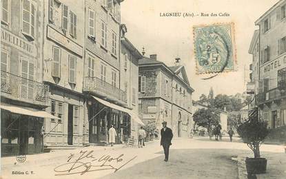 CPA FRANCE 01 "Lagnieu, rue des Cafés"