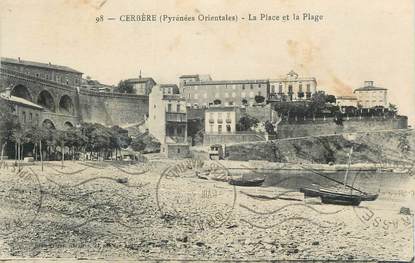 CPA FRANCE 66 "Cerbère, La place et la plage'.