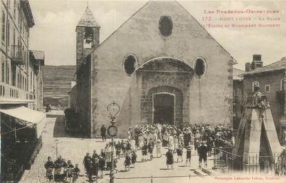 CPA FRANCE 66 "Mont Louis, La place, l'église et le monument Dagobert".