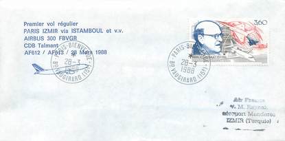 LETTRE 1 ER VOL / FRANCE "Paris Izmir via Istamboul, 28 mars 1988"