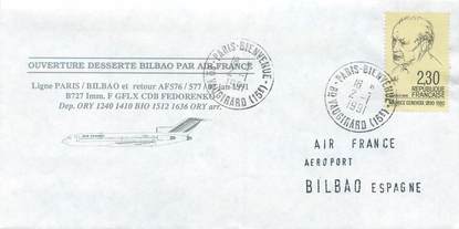 LETTRE 1 ER VOL / FRANCE "Paris / Bilbao, 2 janvier 1991"